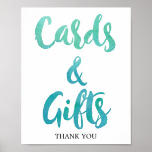 Póster Letrero de Tarjetas y Regalos de Playa con Caligra