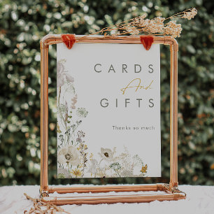 Póster Letrero de tarjetas y regalos de pradera de flores