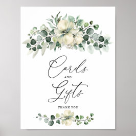 Póster Letrero de Tarjetas y Regalos de Verde Eucalipto