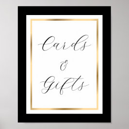 Póster Letrero de tarjetas y regalos elegante en negro, b