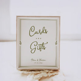 Póster Letrero de Tarjetas y Regalos Elegantes de Olivo V