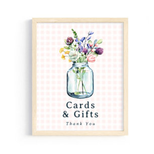 Póster Letrero de Tarjetas y Regalos en Tarro de Mason co