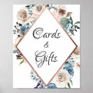 Póster Letrero de tarjetas y regalos florales boho polvor