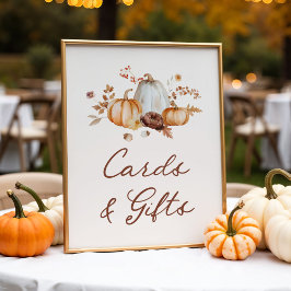 Póster Letrero de tarjetas y regalos florales de calabaza