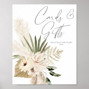 Póster Letrero de tarjetas y regalos florales de Pampas y