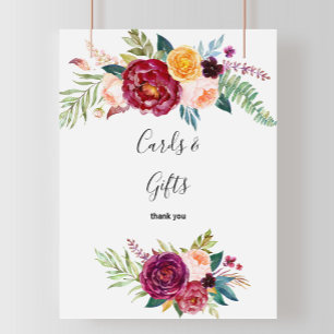 Póster Letrero de tarjetas y regalos florales de verano e