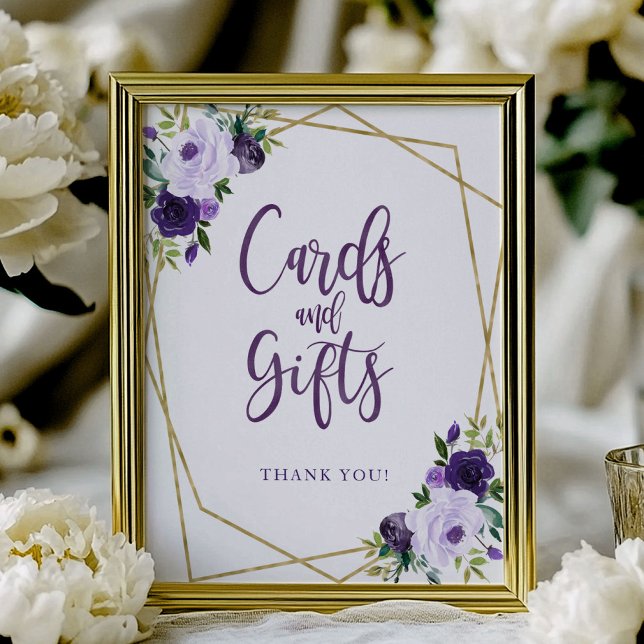Póster Letrero de tarjetas y regalos florales dorados púr (Subido por el creador)