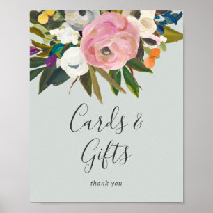 Póster Letrero de tarjetas y regalos florales pintados