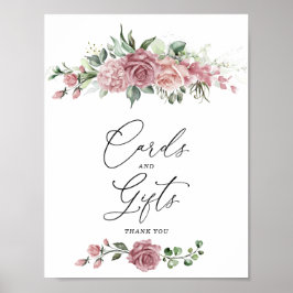 Póster Letrero de Tarjetas y Regalos Florales Rosa Polvo