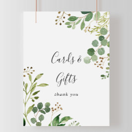 Póster Letrero de tarjetas y regalos florales simples de