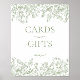 Póster Letrero de tarjetas y regalos florales vintage de