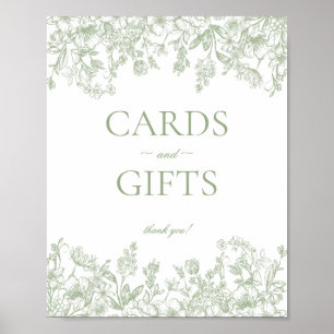 Póster Letrero de tarjetas y regalos florales vintage de