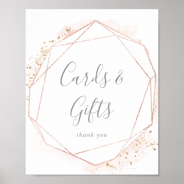 Póster Letrero de tarjetas y regalos geométricos con acua (Frente)