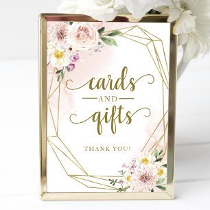 Póster Letrero de tarjetas y regalos geométricos florales