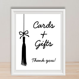 Póster Letrero de Tarjetas y Regalos Graduación Negro y B