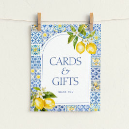 Póster Letrero de tarjetas y regalos para baby shower de