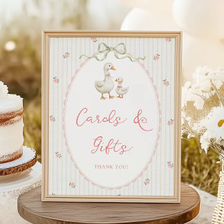 Póster Letrero de Tarjetas y Regalos para Baby Shower de