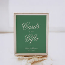 Letrero de tarjetas y regalos preppy verde del clu