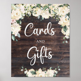 Póster Letrero de tarjetas y regalos rústicos de madera c