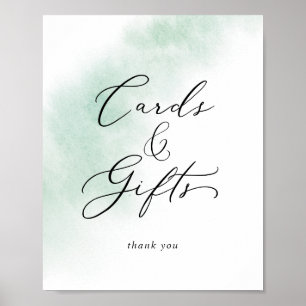 Póster Letrero de Tarjetas y Regalos Verde Lavado con A