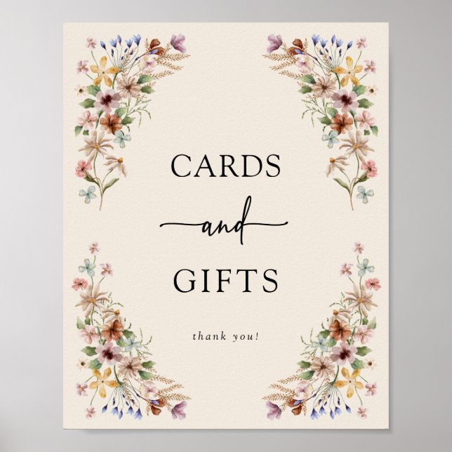 Póster Letrero de tarjetas y regalos vintage boho (Frente)