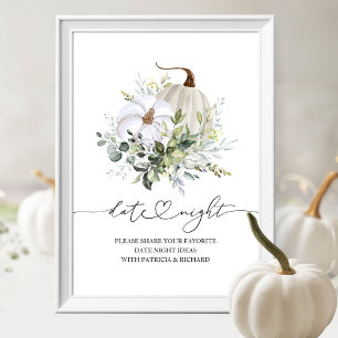 Póster Letrero de Tarro de Noche de Otoño con Calabaza Ve