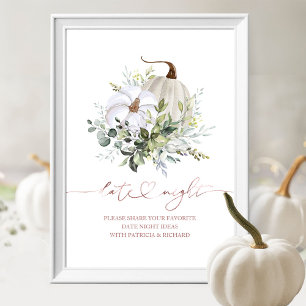 Póster Letrero de Tarro de Noche de Otoño con Calabaza Ve