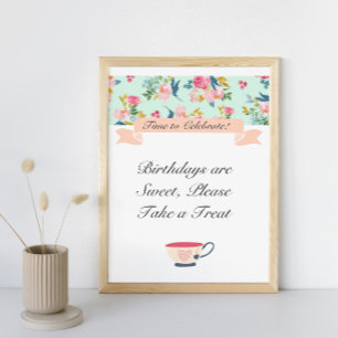 Póster Letrero de Té Floral
