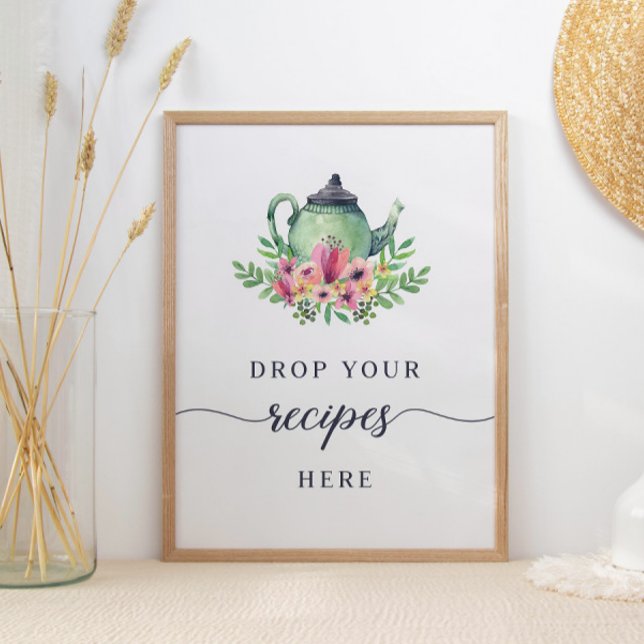 Póster Letrero de Tetera de Acuarela Deja tus Recetas Aqu (Subido por el creador)