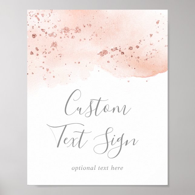 Póster Letrero de Texto Personalizado con Acuarela en Ros (Frente)