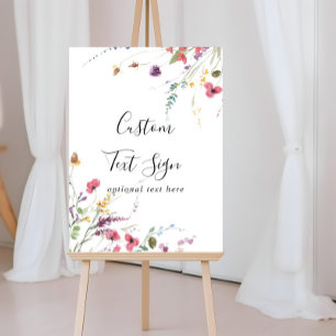 Póster Letrero de texto personalizado con flores silvestr
