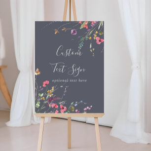 Póster Letrero de texto personalizado con flores silvestr