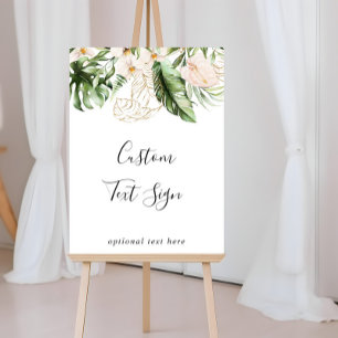 Póster Letrero de texto personalizado con follaje floral 