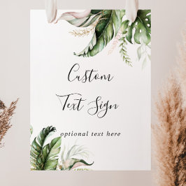 Póster Letrero de Texto Personalizado con Follaje Tropica