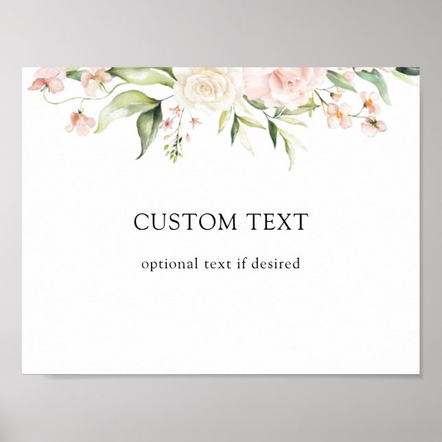 Póster Letrero de texto personalizado con rubor rosa y ve (Frente)
