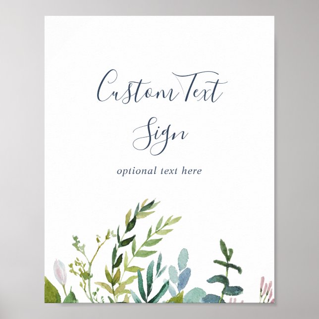 Póster Letrero de texto personalizado de vegetación de ve (Frente)