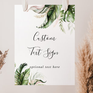 Póster Letrero de Texto Personalizado de Vegetación Tropi