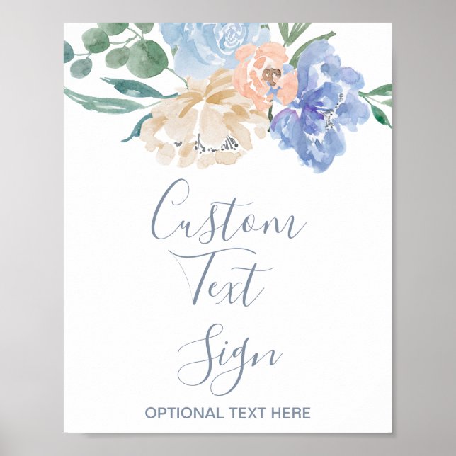Póster Letrero de texto personalizado para boda con flore (Frente)