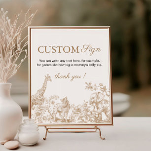 Póster Letrero de Texto Personalizado Toile Safari Baby S