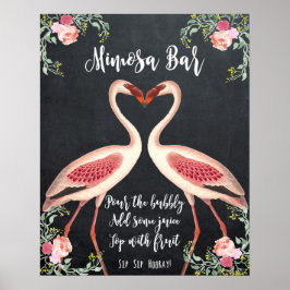 Póster Letrero de tiza para bar de Mimosa con flamencos p