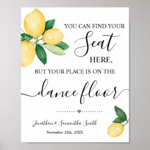 Póster Letrero de Ubicación de Asiento Recepción de Boda 