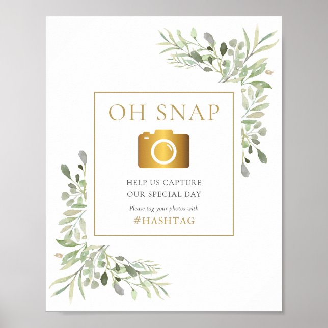 Póster Letrero de Vegetación con Acuarela Oh Snap (Frente)