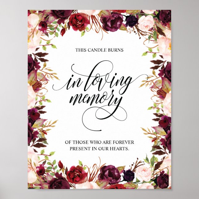 Póster Letrero de Vela Memorial En Memoria Amorosa (Frente)