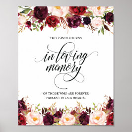 Póster Letrero de Vela Memorial En Memoria Amorosa