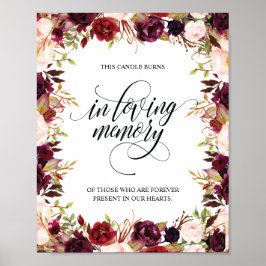 Póster Letrero de Vela Memorial In Loving Memory
