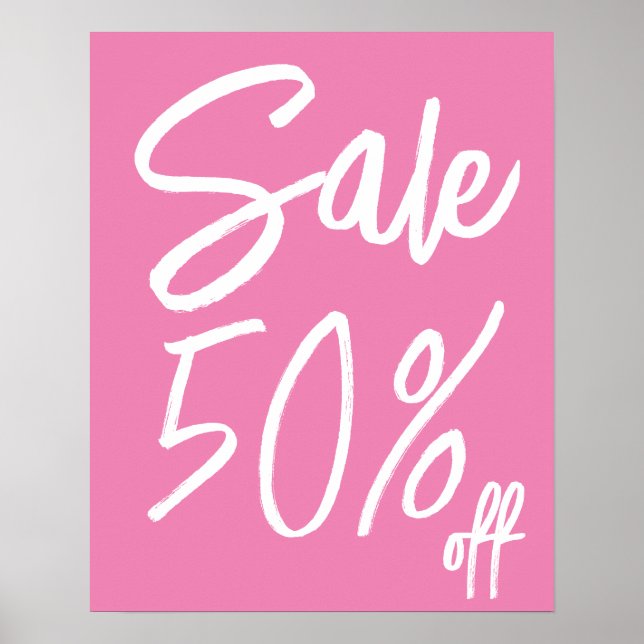 Póster Letrero de venta rosa personalizable para tienda m (Frente)
