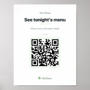 Póster Letrero de Ventana con Código QR para Restaurantes