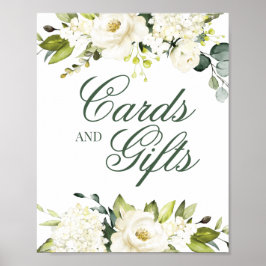 Póster Letrero de White Roses Cards & Gifts
