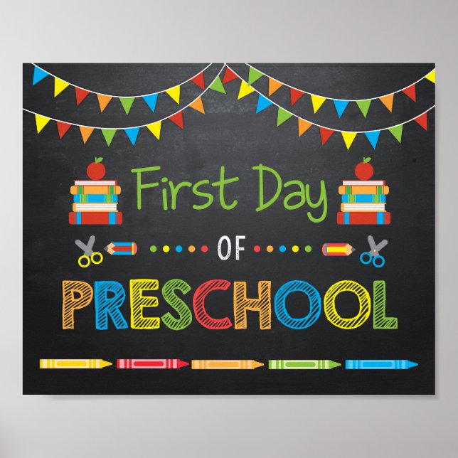 Póster Letrero del Primer Día de Preescolar, Letrero de P (Frente)