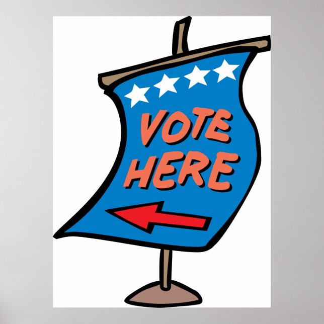 Póster Letrero direccional de voto aquí (Frente)